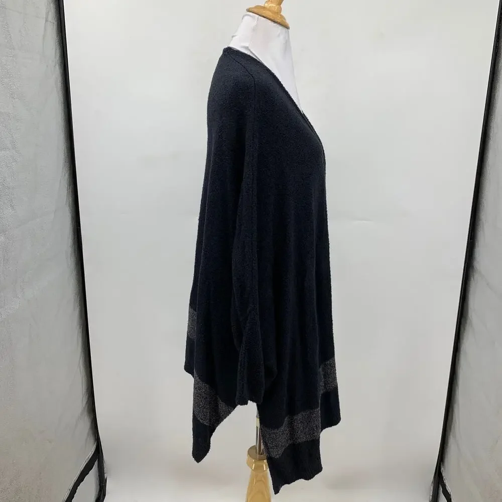 Barefoot Dreams Cardigan Womens OS One Size Black Gray CozyChic Cliffside Wrap